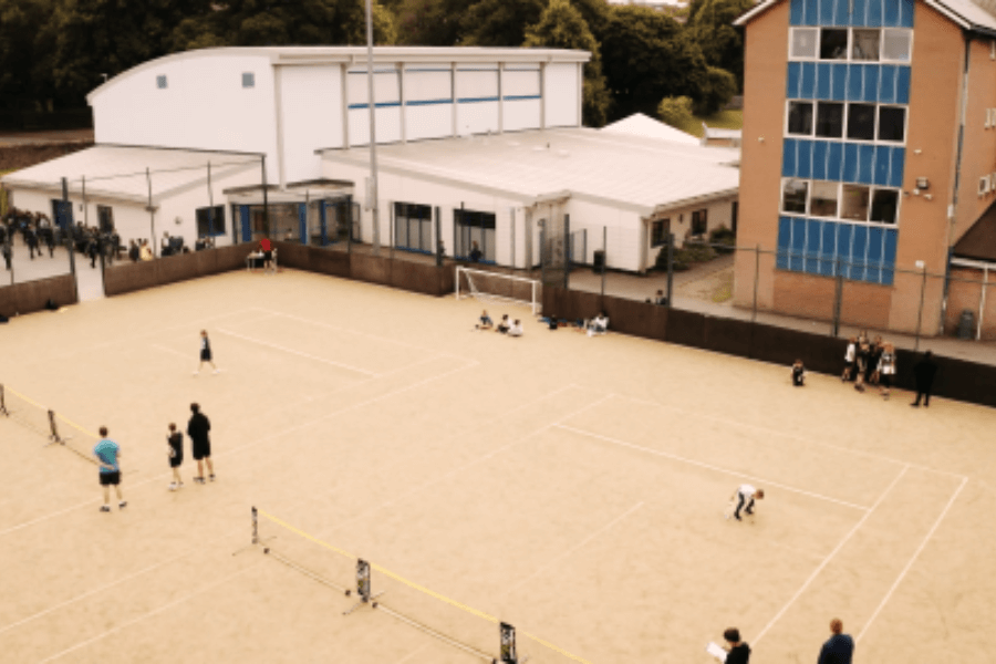 Image shows outside sports Facilities at St. Joseph's Catholic High School Workington