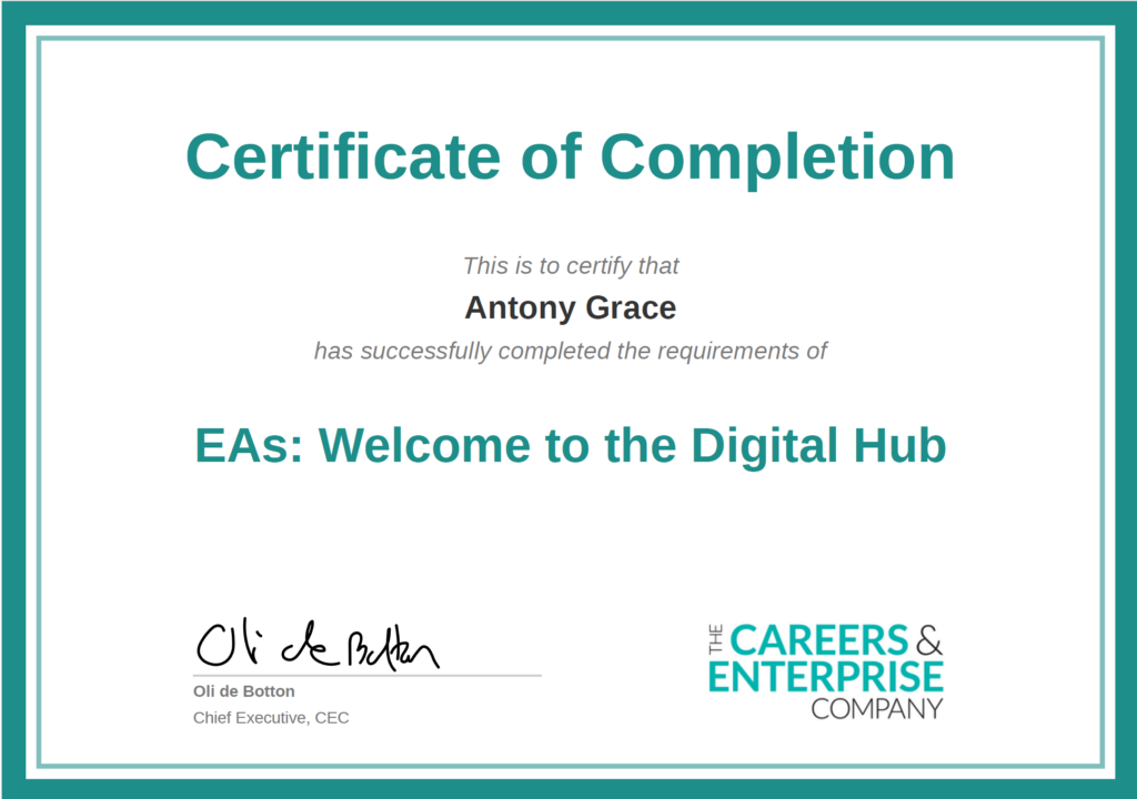 Antony Grace's Enterprise Advisor certificate