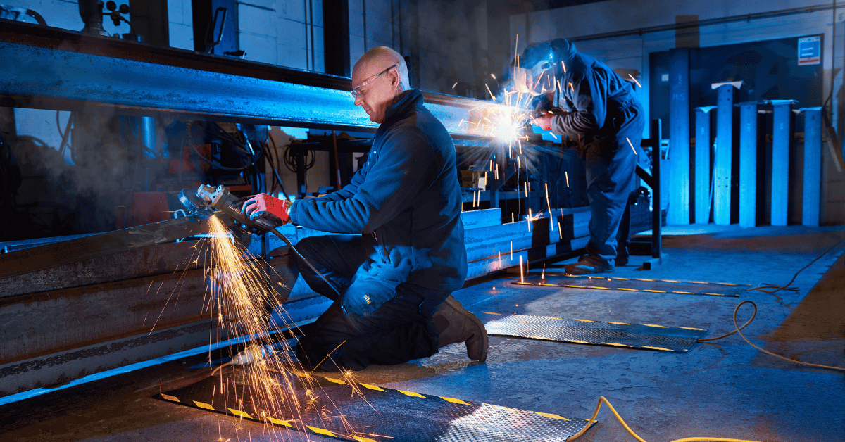 Image shows engineer fabricating