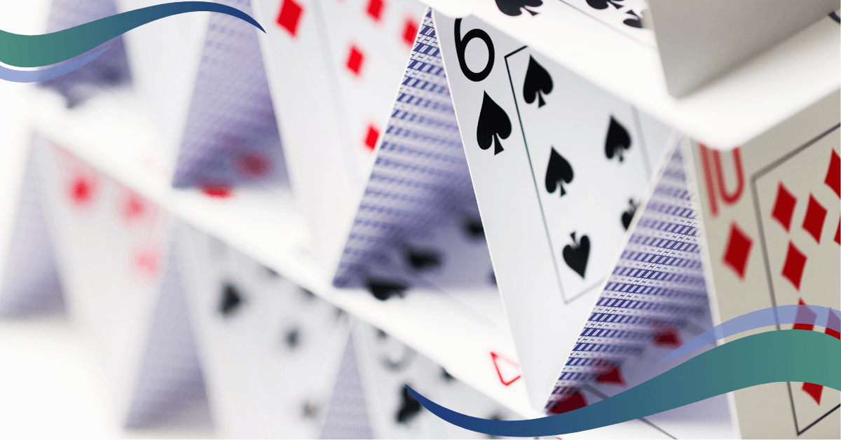 Image shows a house of cards